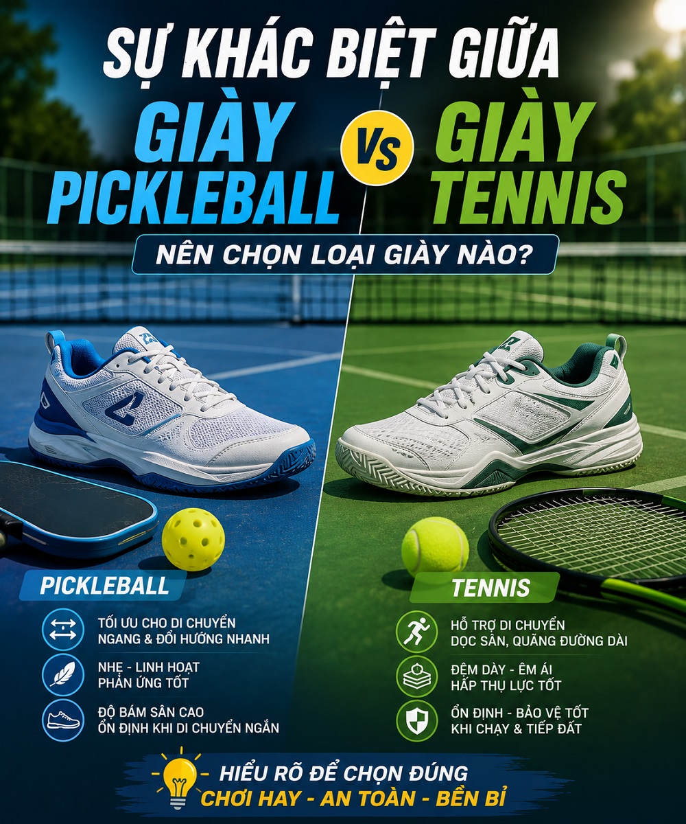 Sự Khác Biệt Giữa Giày Pickleball So Với Giày Tennis: Có Thực Sự Cần Mua Giày Pickleball Riêng?