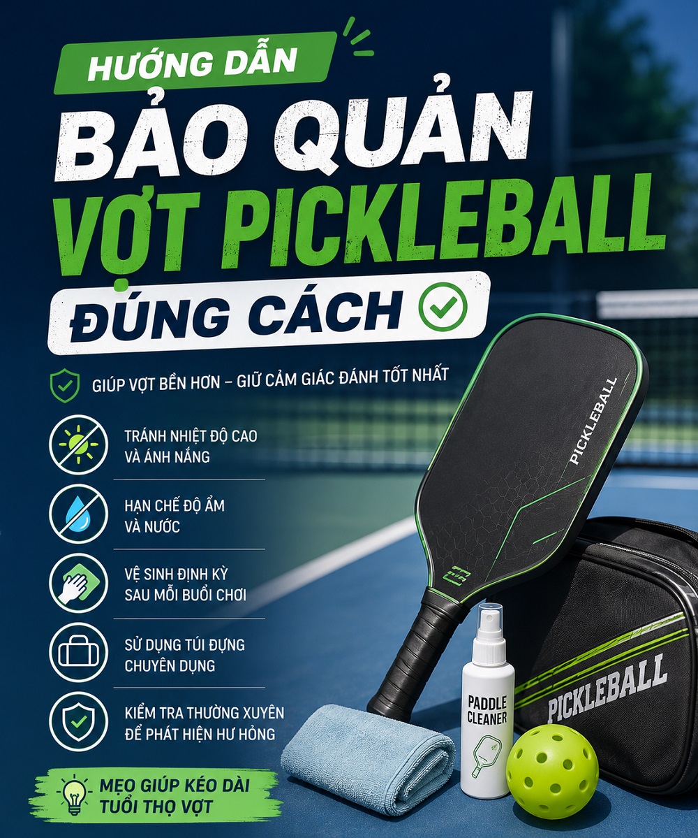 Hướng Dẫn Bảo Quản Vợt Pickleball Đúng Cách: Giúp Vợt Bền Hơn Và Giữ Cảm Giác Đánh Tốt Nhất